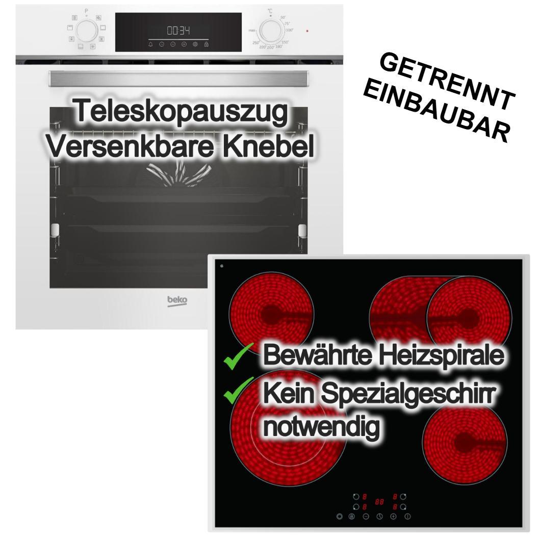 Herdset Einbaubackofen SteamShine Teleskopauszug + Elektrokochfeld Zweikreis Bräterzone Touch