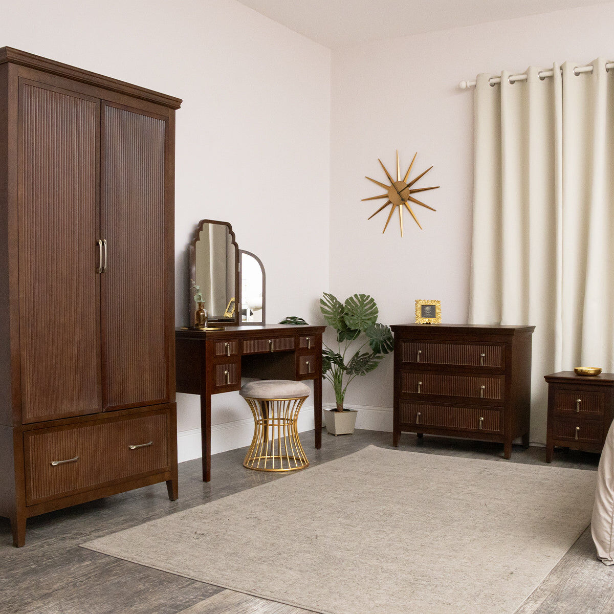 Dark Wood Arched Dressing Table Mirror - Georgian Range Wood, Glass