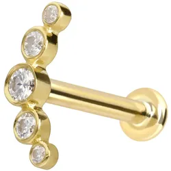 14 Karat Gold Labret mit Innengewinde MOISSANIT-BOGEN