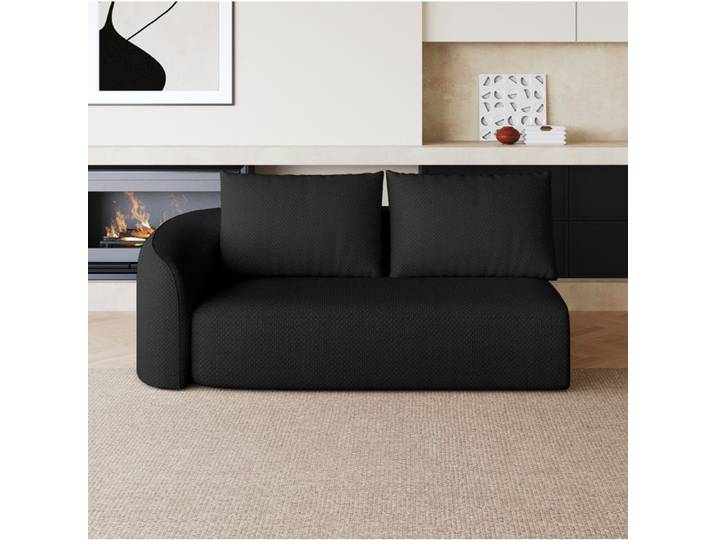 ULEVR canapé fixe 2 places angle gauche noir en tissu chenille livré monté 160 x 90 x 85 cm