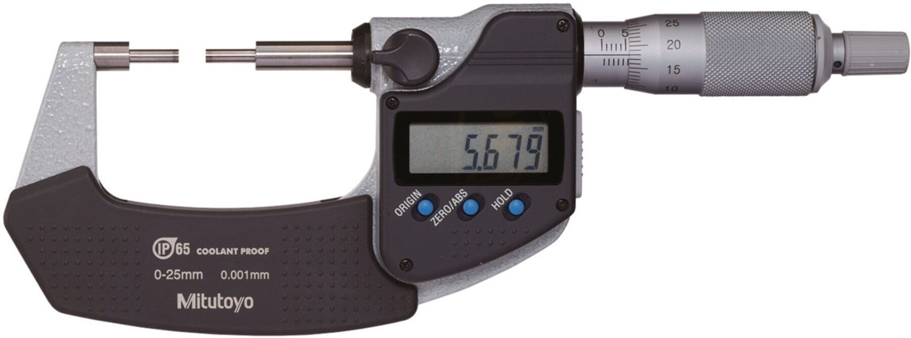 Mitutoyo Digitale Bügelmessschraube mit abgesetzten Messflächen, Messbereich: 0-25 mm (331-251-30)
