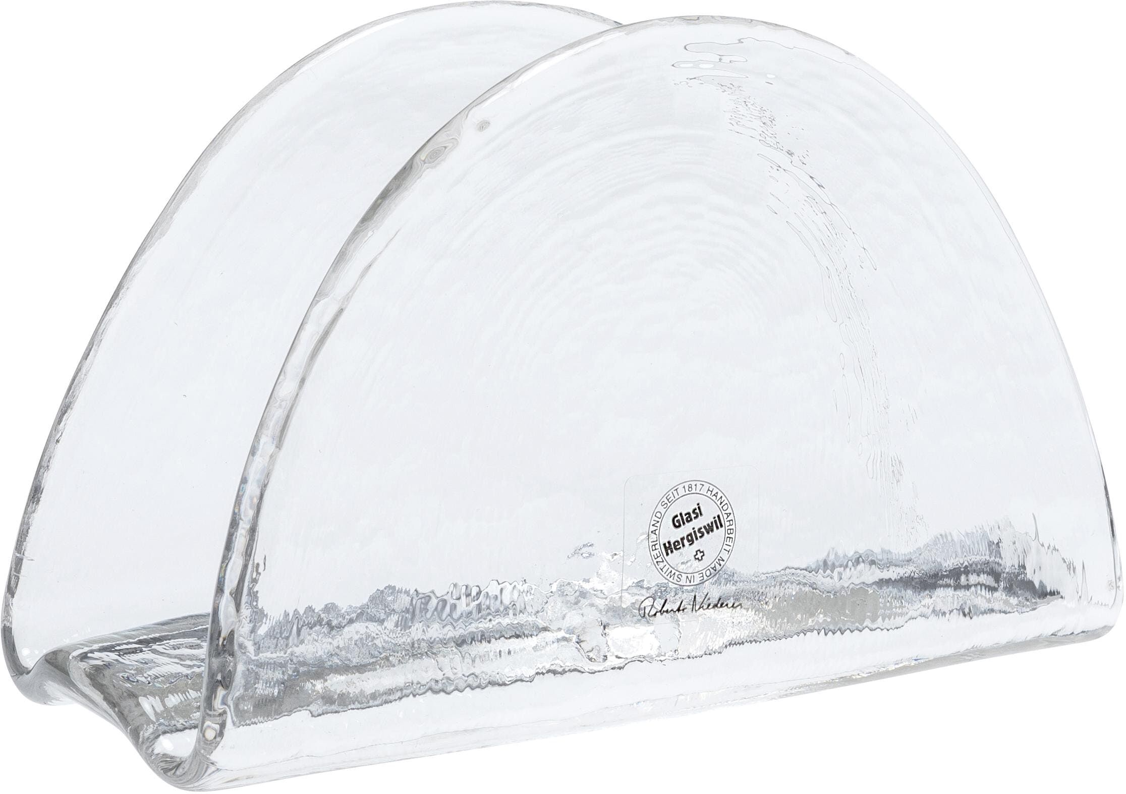 Serviettenhalter GLASI HERGISWIL, blau (rauchblau), B:12cm H:7cm L:5,5cm, Glas, Serviettenhalter, Serviettenhalter rauchblau Einheitsgröße