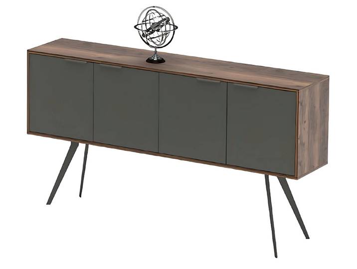 JVmoebel Sideboard Rechteckiges Sideboard in Braun und Grau aus Holz (4 St., Sideboard), Made in Europa