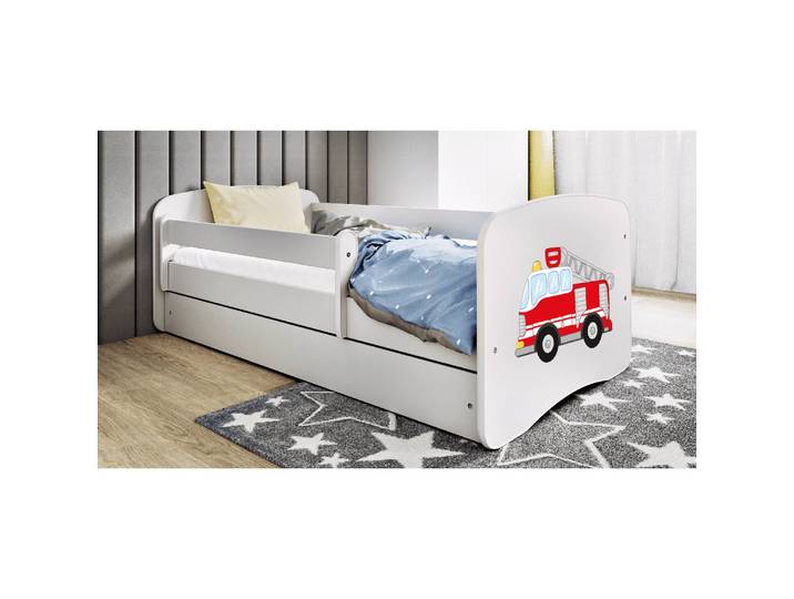 Kinderbett Feuerwehr 70 x 140cm mit Lattenrost Weiß