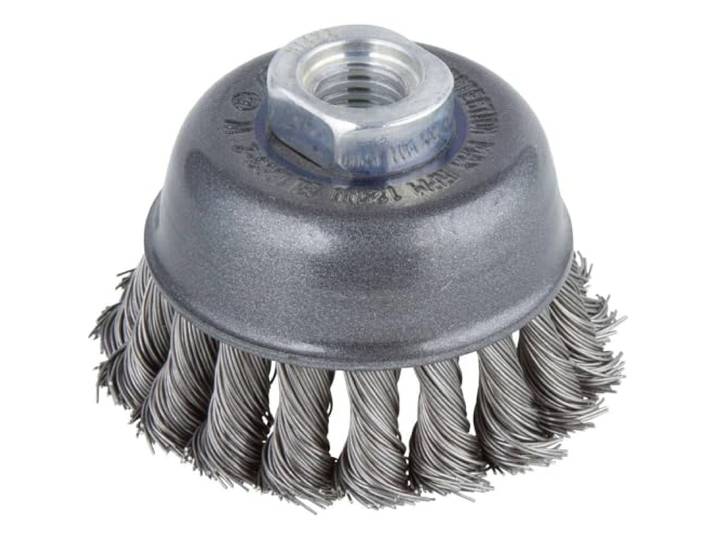 wolfcraft 2125000 - Brosse Métallique Soucoupe Torsadé pour Meuleuse M14 -Diamètre 75 mm