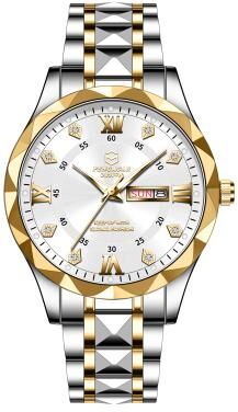 Youfap Market Luxury Waterproof Men's Watch With Date & Week Display, Luminous Quartz Wristwatch For Casual & Formal Use rose White