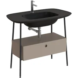 VitrA Plural Set 100 cm Waschtischunterbau mit Vollauszug, Taupe Matt / Schwarz Matt