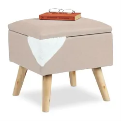 Relaxdays Hocker mit Stauraum Beige,Hellbraun