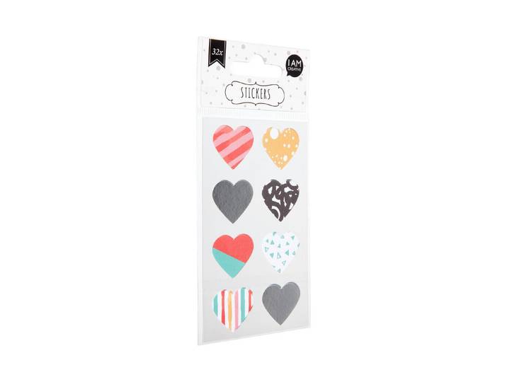 I AM Creative Sticker Herz Gemustert 32 Stück 4 Blatt