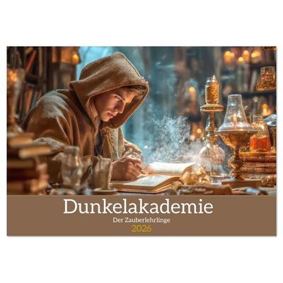 Dunkelakademie - Der Zauberlehrlinge (Tischkalender 2026 DIN A5 quer), CALVENDO Monatskalender