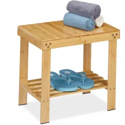 Relaxdays Badhocker aus Bambus Hellbraun