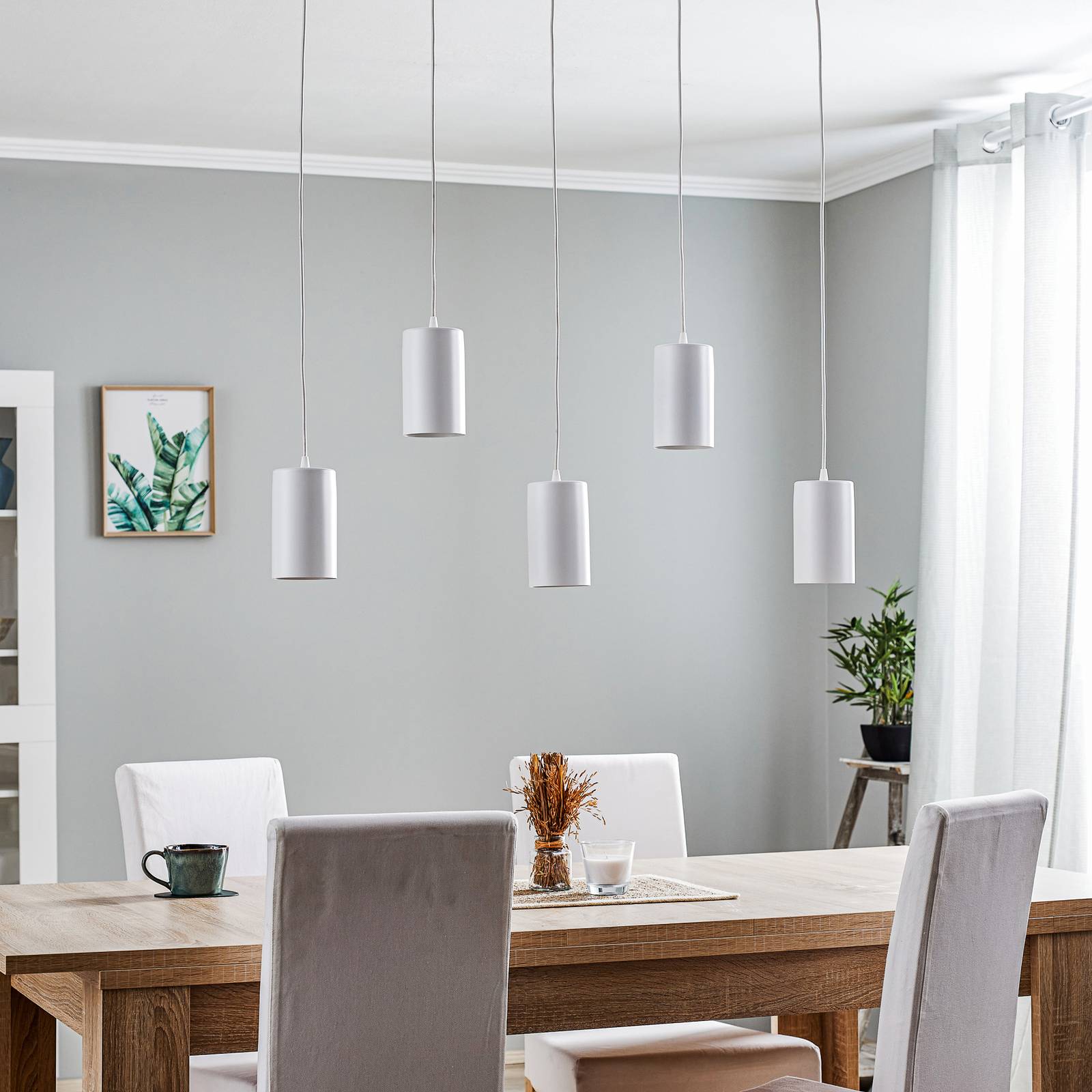 Hängelampe ZW Tube TEMAR LIGHTING, dimmbar, weiß / opal, für Wohn- / Esszimmer, Metall, Modern, Pendelleuchte