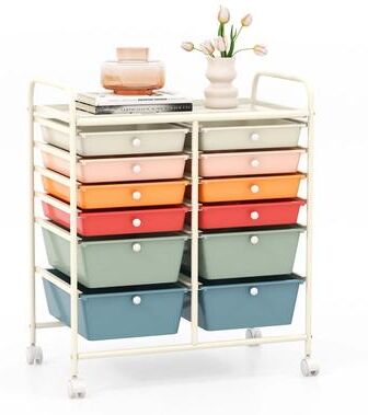 12-Drawers Rolling Storage Cart with Organizer Top - See Details