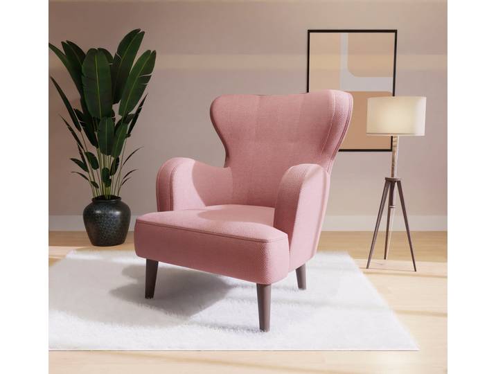 Sessel HOME AFFAIRE SICILIA , rosa, B:71cm H:86cm T:64cm, 100% Polyester, Sessel, Sessel, moderner Ohrensessel