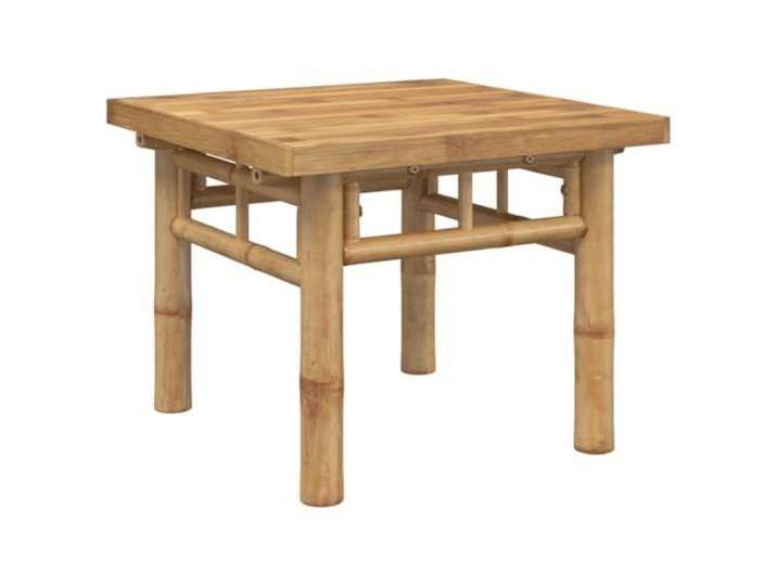 Couchtisch 45x45x35cm Bambus Tischplatte aus gehärtetem Glas, leichtes Design, einfache Reinigung, für Garten und Terrasse