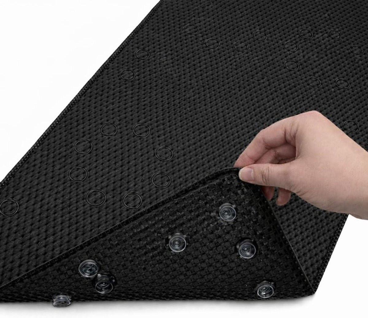 Antislip Badmat Zwart - Douchemat van Schuimrubber met Zuignappen - 91 x 43 cm