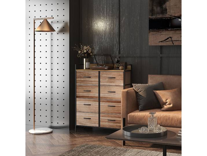 HOMCOM Commode 8 Tiroirs Tissu Étagère Acier
