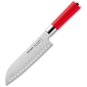 F.DICK Santokumesser Red Spirit 81742182K, 18 cm Edelstahlklinge mit Kullenschliff, Kunststoffgriff