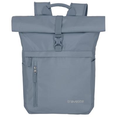 Freizeitrucksack TRAVELITE "BASICS Rollup Rucksack", Gr. B/H/T: 37cm x 60cm x 16cm, blau (rauchblau), Polyester, unifarben, Rucksäcke Freizeitrucksack, mit variablem Rollup-Verschluss