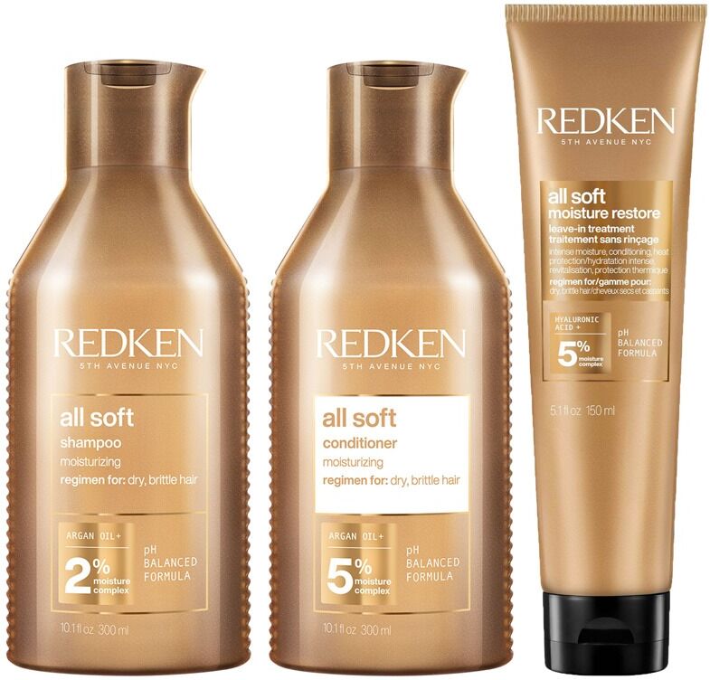 Redken All Soft Shampoo 300ml, Conditioner 300ml & Heavy Cream 250ml P