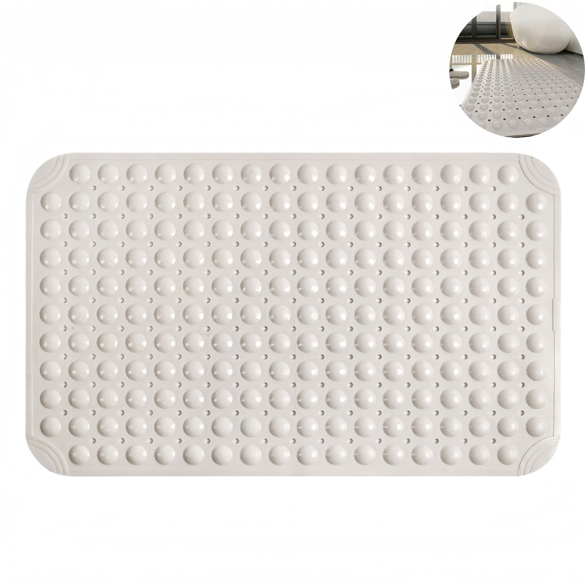 Antislipmat voor douche en bad met zuignappen, wit, 36 x 71 cm
