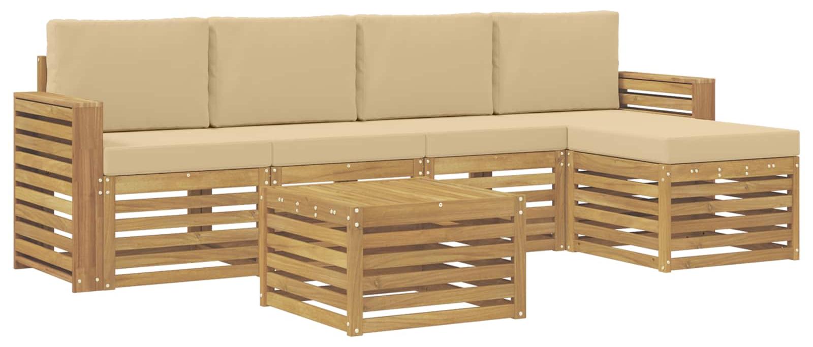 Garnitur aus 6 Outdoor-Sofas, Farbe Beige, Material: Polyester
