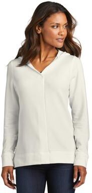Port Authority LK826 Women's Microterry Pullover Hoodie in Ivory Chiffon size Medium   Triblend