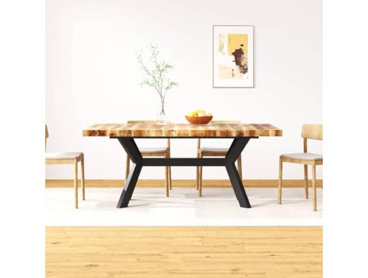 HEFZGDB Esstisch Massivholz Mango 180 cm mit robustem Stahlgestell Kreuzform Industrie Design Esszimmer Tisch langlebig handgefertigt