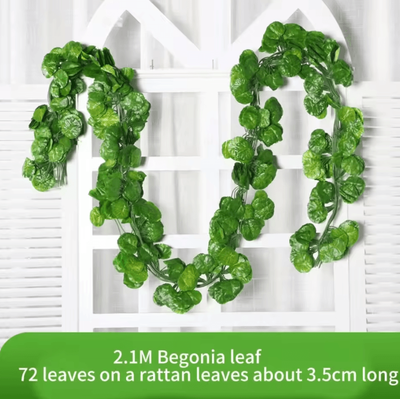 Inspire Curations Artificial Ivy Leaf Hanging Vine Garland 2.1M Silk Greenery Wall & Wedding Decor 72leaves e