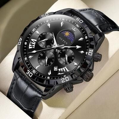Uplifted Goods Mens Moon Phase Skeleton Watch With Luminous Hands h