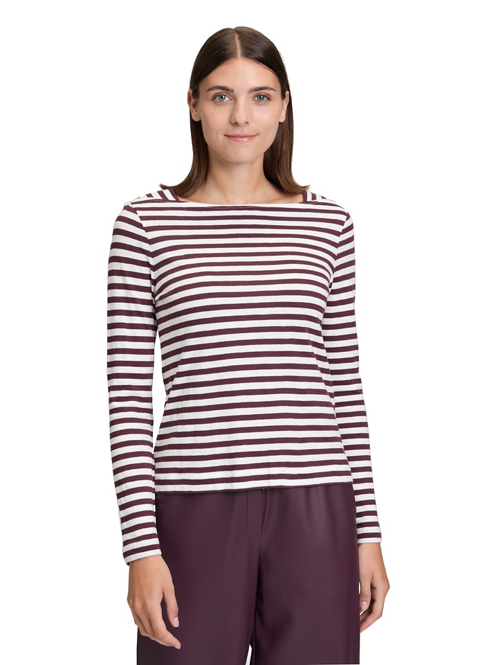 BETTY & CO Longsleeve in Weiß/ Bordeaux - M