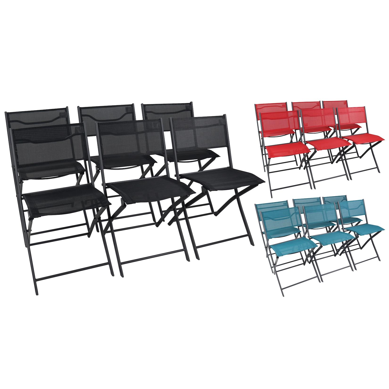 VCM 6er Set Klappstuhl Metall mit Textilene Bezug, Gartenstuhl klappbar, platzsparend, wetterbeständig, Balkonstuhl oder Terrasse, Outdoor Sumila
