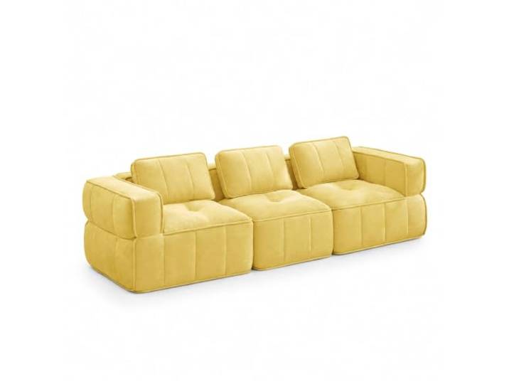 Jastoery Modulares 3-Sitzer Sofa ohne Gestell Schaumstoff Wohnzimmer,Gelb Modulares 3-Sitzer-Sofa, stützenloses Design, 32D-Hochdichteschaumstoff, einteilige Schaumstruktur, gleichmäßiger Halt