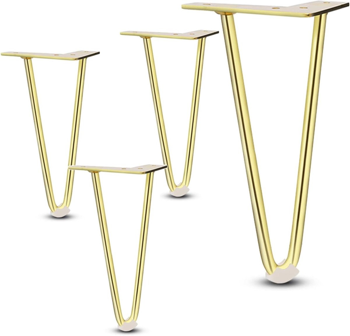 Gouden Metalen Haarspeld Tafelpoten met Rubberen Voetjes - 35 cm
