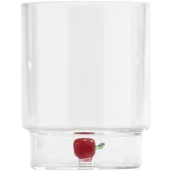 Zafferano Teca Frutta - Set mit 6 Gläsern aus Borosilikatglas mit Apfel - 35 cl Becher, doppelter Boden, handdekoriert, leicht waschbar