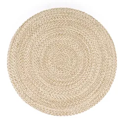 NATURTEPPICH handgewebt wendbar, im Boho-Stil, Beige, Ø 120 cm