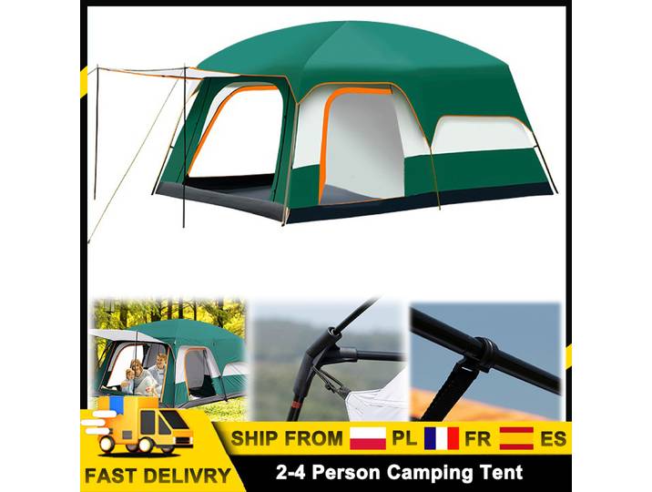 Tente de camping pour 2-4 personnes/3-4 personnes/6-8 personnes avec moustiquaire et vestibule, tente extérieure portable et spacieuse pour la plage, la cour, la randonnée