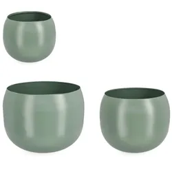 Outdoor-Vase Keyra 3er-Set aus Metall, modern, salbeigrün, für Garten und Balkon