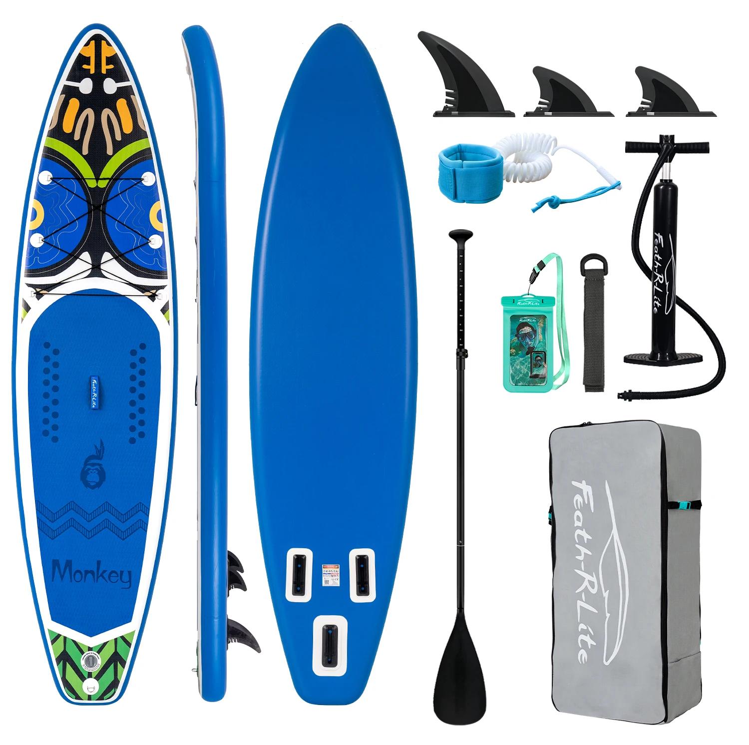 Aufblasbares SUP Board - Stand Up Paddleboard Set SUPFR02D - 335x83x15 cm - Komplettset für Erwachsene - Verstellbares Paddel - Pumpe - Rucksack, Leash & Drybag