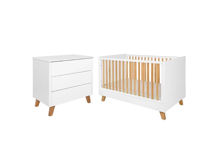 Lit évolutif 70x140 et commode 3 tiroirs Novelies Zara Blanc