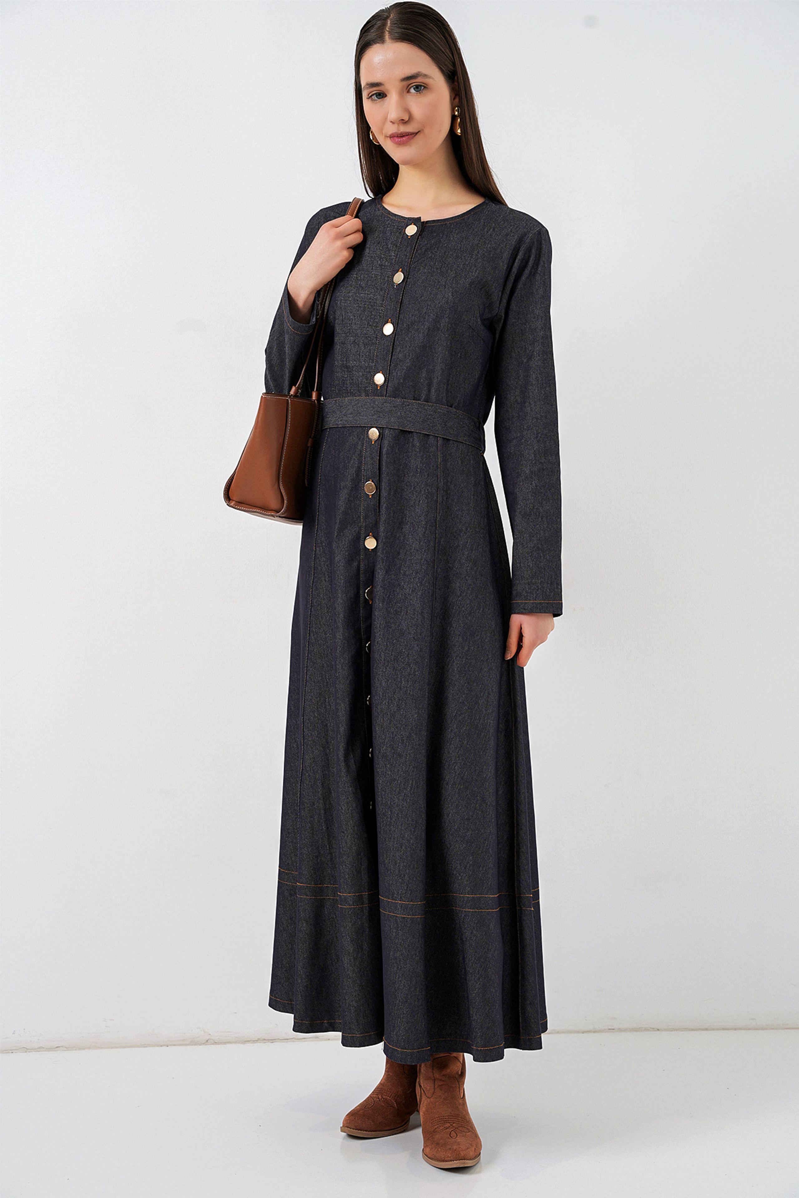 Gürteldesign Denim-Midikleid