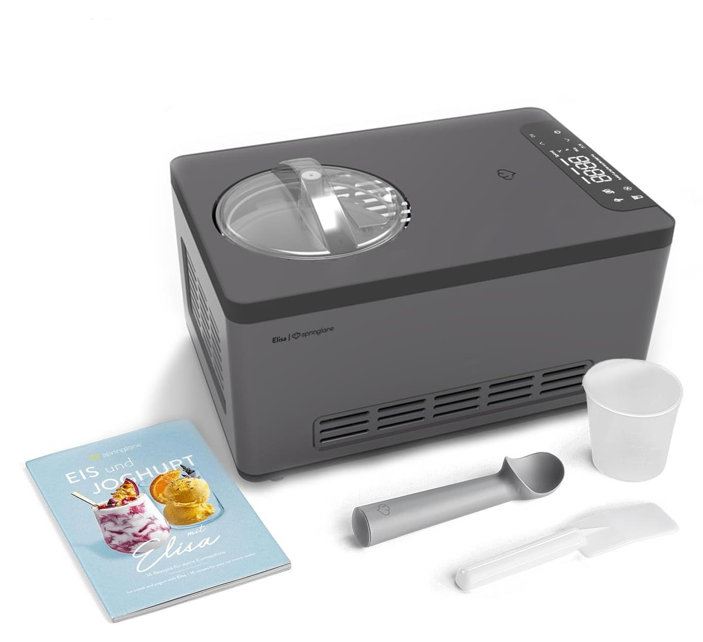 Dripio IJsmachine en yoghurtmaker, 2 liter, antraciet, roestvrij staal
