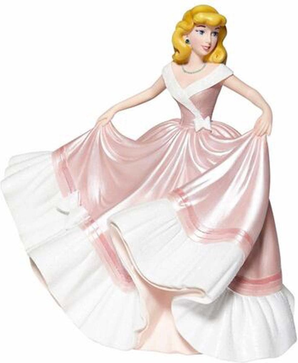 Disney Enesco Assepoester beeldje met roze jurk, Hoogte: 20 cm