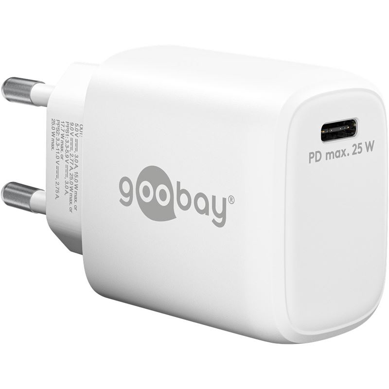 Goobay USB-C PD GaN Schnellladegerät 25 Watt (weiß, Power Delivery 3.0)