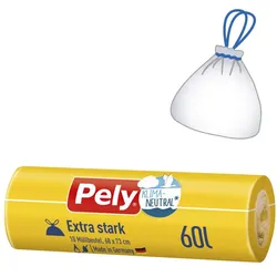 Pely Müllbeutel Extra stark 60,0 l transparent, 10 Stück