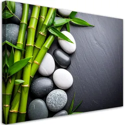 LEINWANDBILD Zen-Steine Bambus 100x70cm