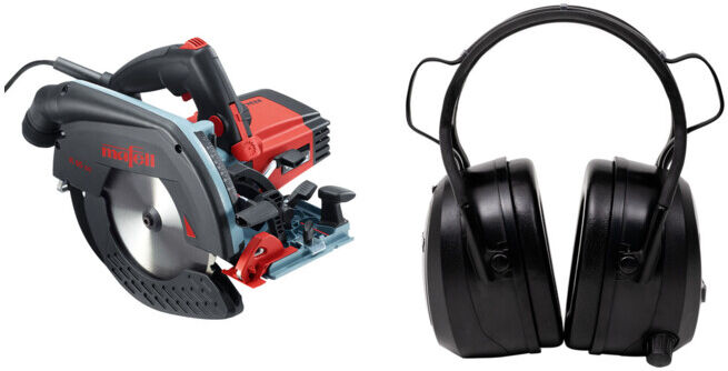 Set Mafell Handkreissäge K 65 cc im T-MAX + STIER Kapselgehörschutz SGR-40 FM Radio Bluetooth 800 mAh