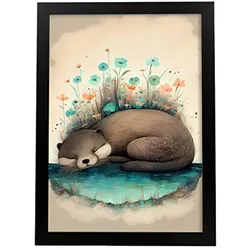 POSTER Otter Im Präzisionsstil. A4 Rahmenlos
