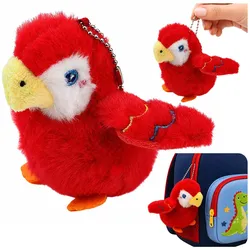 Plüsch-Papagei-Maskottchen am Schlüsselanhänger mit Anhänger, rot, 9 cm