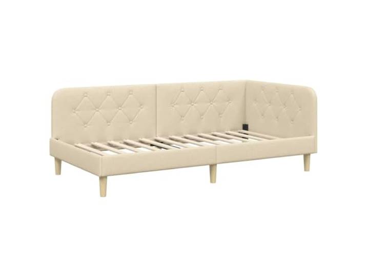 PUGYNBK Eckbettgestell Creme, 90 x 190 cm, Stoff Bezug aus Polyester, wendbare Armlehne, Design für Schlafsofa, platzsparend